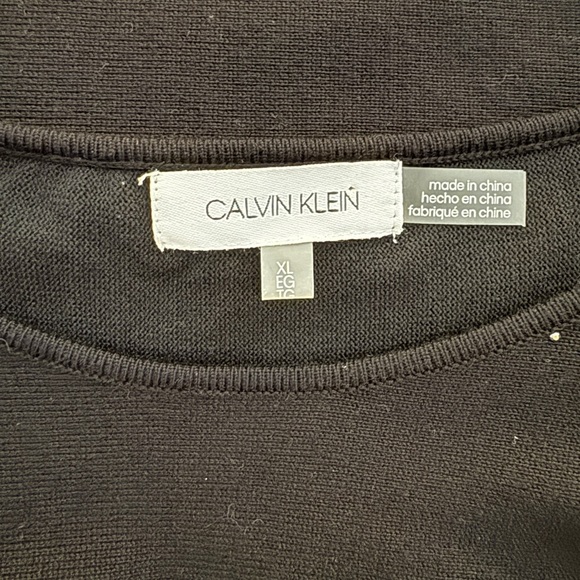 CALVIN KLEIN BLACK JEWELED PEARL PULLOVER KNIT TOP SWEATER SZ XL - Picture 3 of 3